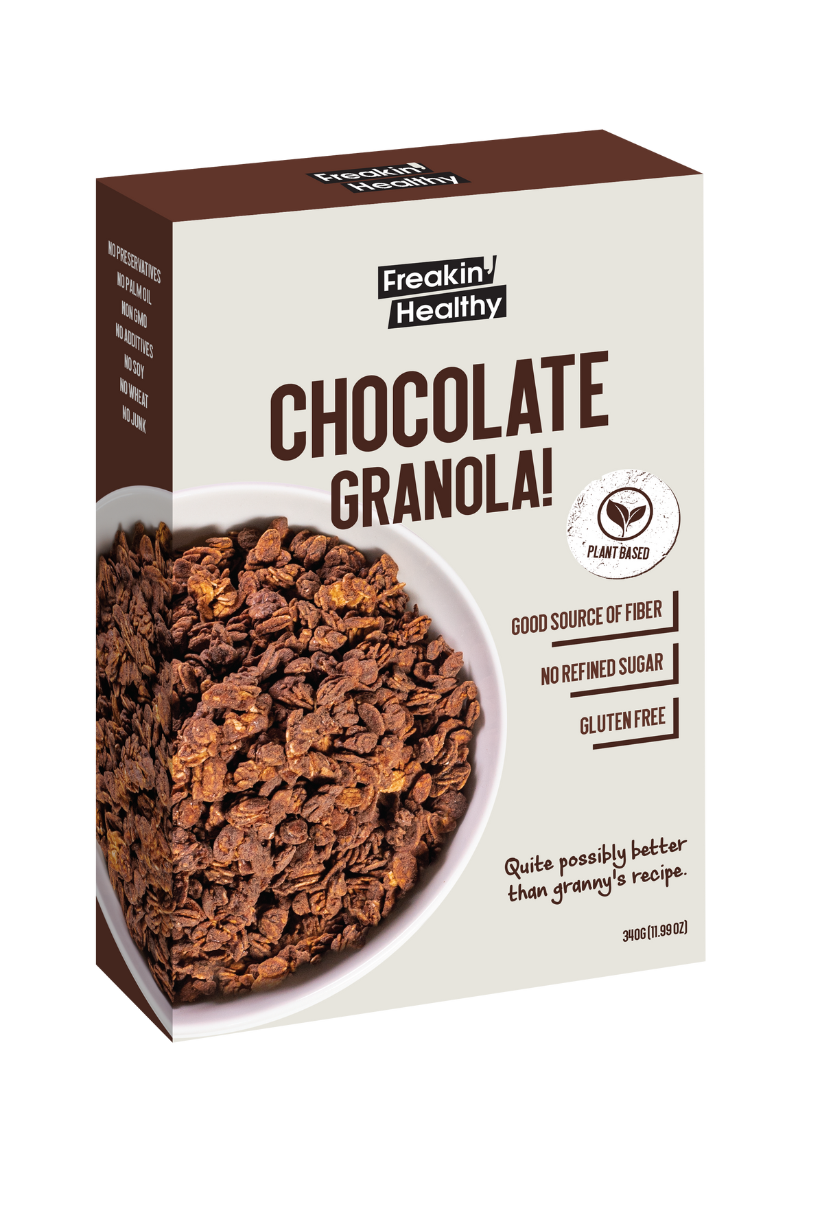 FREAKIN HEALTHY CHOCOLATE GRANOLA 340G (CASE OF 8 PACKETS)