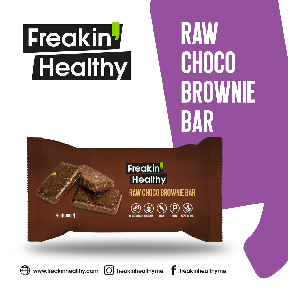 FREAKIN HEALTHY SNACK BAR RAW CHOCO BROWNIE  12X25G) DISPENSER