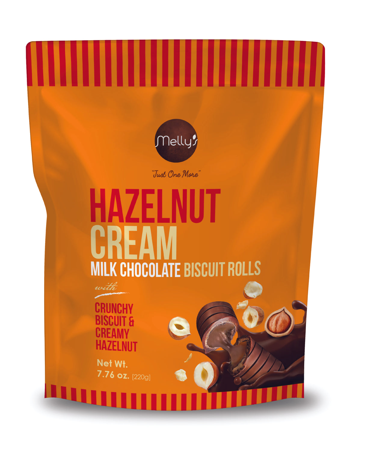 MILK CHOCOLATE WITH HAZELNUT CREAM POUCH 220G (CASE OF 16 POUCH)