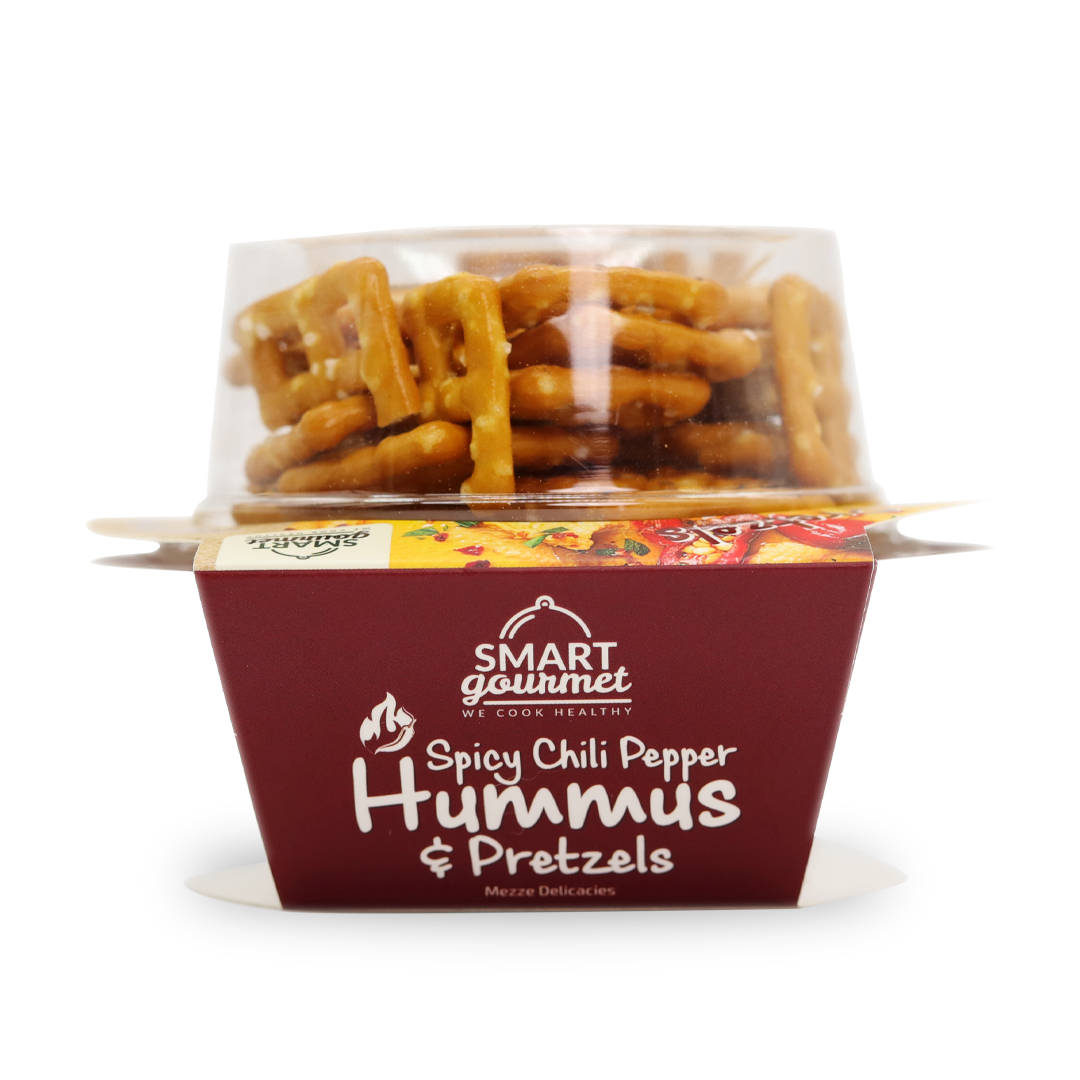 SPICY CHILI PEPPER HUMMUS AND PRETZELS 140G (CASE OF 12 PIECES)